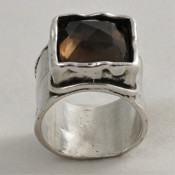 Silpada Jewelry - Silpada Hammered Sterling Smokey Quartz Ring